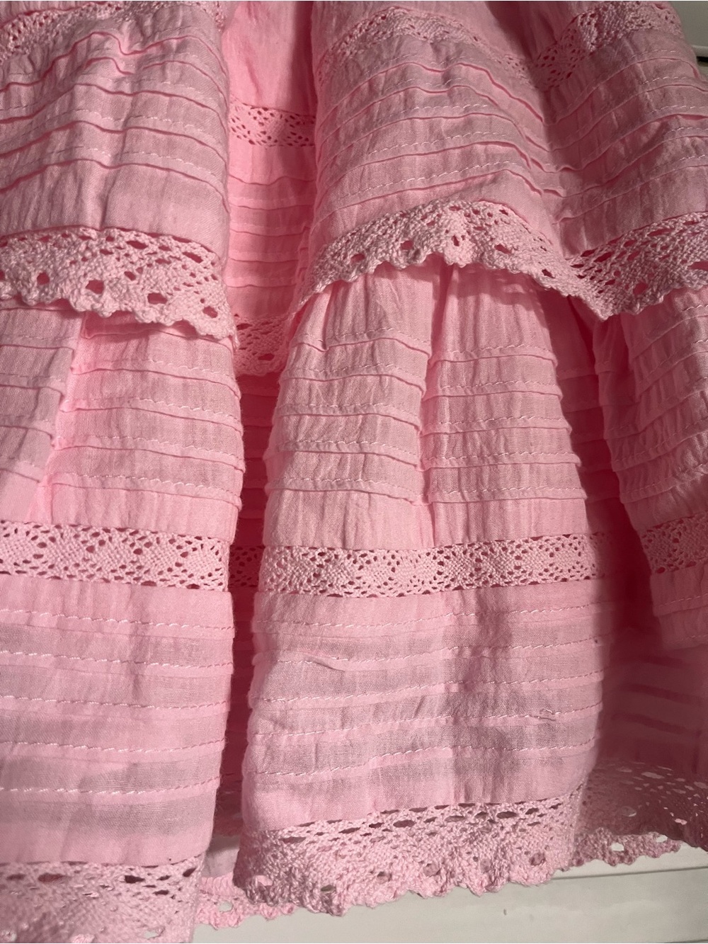 Tiered Pink Mini Skirt with Elastic Waist - Picture 3 of 8